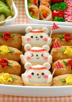 運動会の弁当キャラ弁しろくまポケット稲荷-レシピのメイン写真