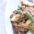 ナスとしし唐のこってり肉みそ炒め