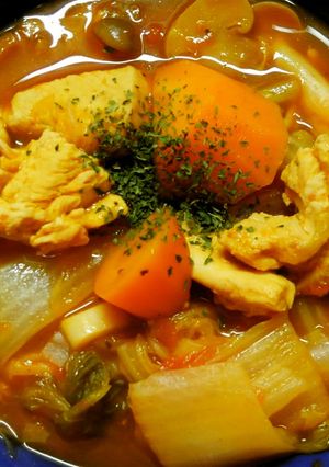 たっぷり白菜と♪鶏むね肉のトマト煮込み-レシピのメイン写真