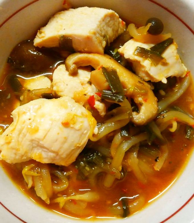 鶏むね肉で！ニラもやしのピリ辛にんにく煮 by 331ミミイ