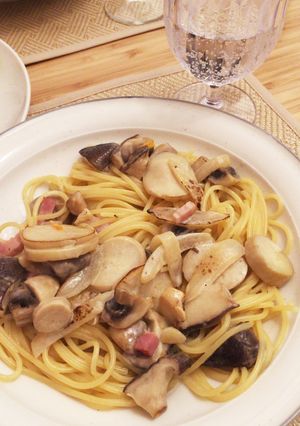 キノコのクリームパスタ-レシピのメイン写真