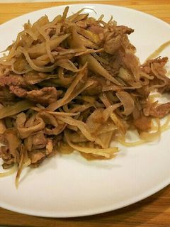 ゴボウと白滝と豚肉の炒め煮-レシピのメイン写真