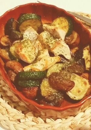 夏野菜と鶏ムネ肉のグリル風ソテー-レシピのメイン写真
