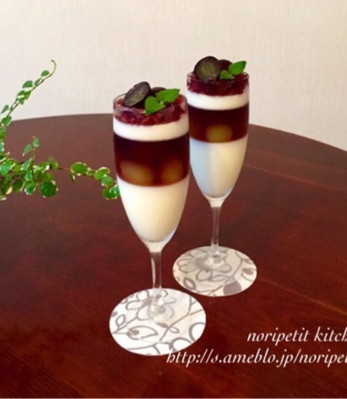 秋色ぶどうゼリー&とろけるパンナコッタ♡ by noripetit