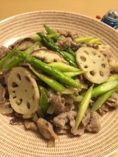 豚肉とアスパラ、蓮根の味噌炒め-レシピのメイン写真