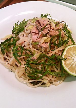 長ネギとツナパスタ・かぼす添え-レシピのメイン写真