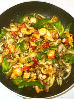 タコ・舞茸・ピーマンの簡単カレー野菜炒め-レシピのメイン写真