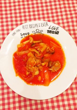 簡単！チキンときのこのトマト煮込み-レシピのメイン写真