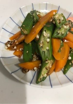 後一品にオクラと人参のお浸し-レシピのメイン写真