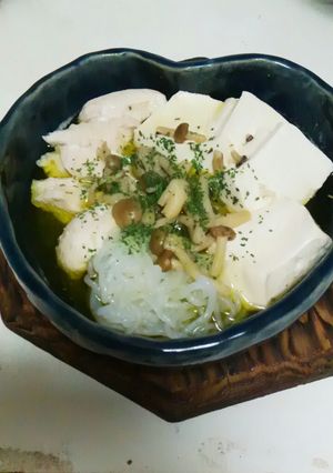 ☆レンジ☆豆腐としらたきのアヒージョ-レシピのメイン写真