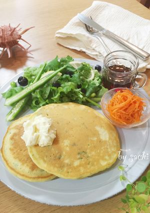 HM☆パクチーパンケーキde朝食プレート-レシピのメイン写真