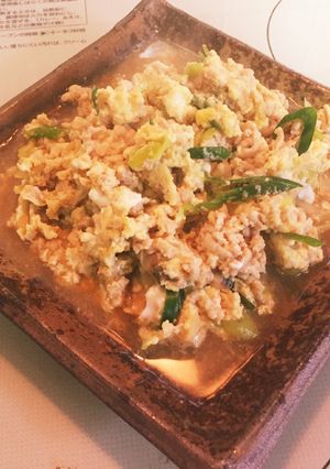 鳥ひき肉とあさりの卵とじ-レシピのメイン写真