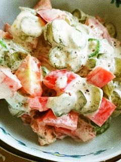 おくらとトマトのマヨマスタードサラダ-レシピのメイン写真