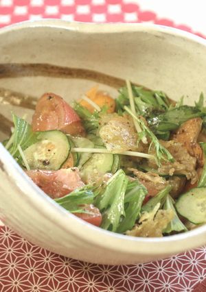 簡単パリチーとみず菜のあたただしサラダ-レシピのメイン写真