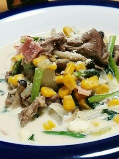 牛切り落とし肉と野菜たち♪簡単クリーム煮-レシピのメイン写真