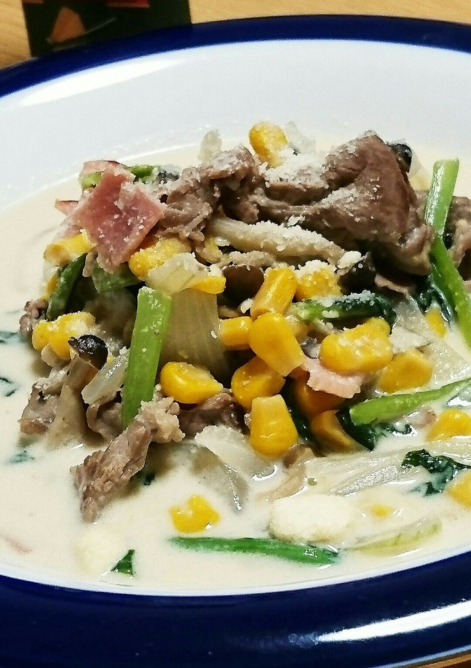 牛切り落とし肉と野菜たち♪簡単クリーム煮-レシピのメイン写真