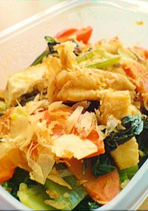 なんの変哲もない厚揚げと小松菜の炒め煮-レシピのメイン写真