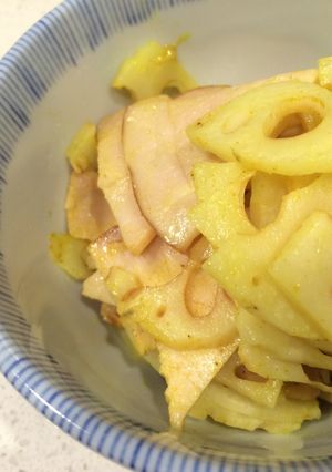 超簡単レンコンとハムのカレー粉炒め。-レシピのメイン写真