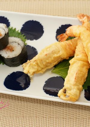 天神様の梅シソ海苔巻とまっすぐエビ天ぷら-レシピのメイン写真