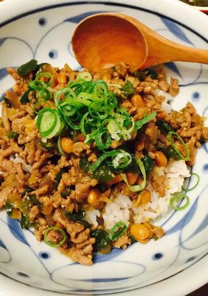 納豆とひき肉と野菜のどんぶり-レシピのメイン写真