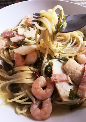 ハマるかも♡メカブのちょい辛スープパスタ-レシピのメイン写真