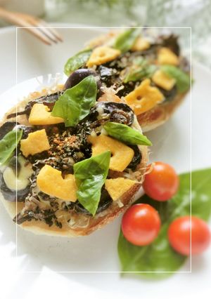 チーザ×黒酢ナス バジル塩昆布トースト-レシピのメイン写真