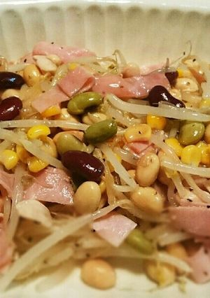 ミックスビーンズとモヤシの塩レモン炒め-レシピのメイン写真