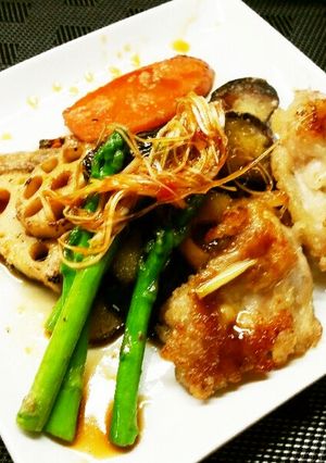 根野菜と鷄もものネギソースかけ-レシピのメイン写真