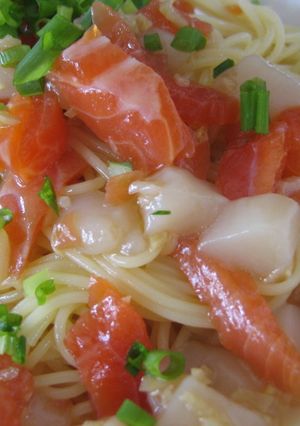 スモークサーモンとホタテの冷製パスタ-レシピのメイン写真