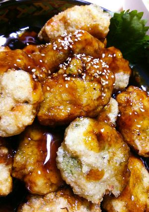 ＊エビとはんぺんdeモチモチ竜田風がんも-レシピのメイン写真