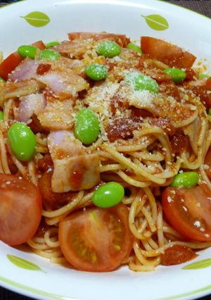 トマトとベーコンの彩どりパスタ-レシピのメイン写真