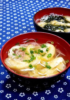 シンプル★そうめんと油揚げのお吸い物✿-レシピのメイン写真
