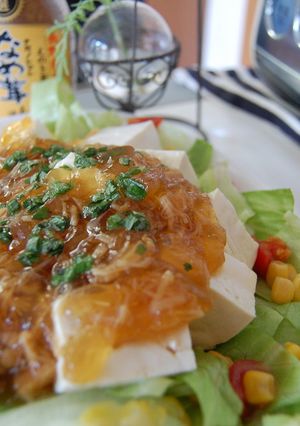 なめ茸ジュレ♪でヘルシー豆腐サラダ-レシピのメイン写真