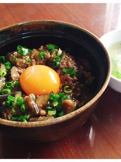 【ナス消費】茄子の甘辛丼 スープ付き-レシピのメイン写真
