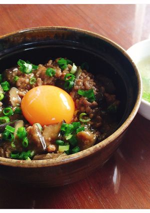 【ナス消費】茄子の甘辛丼 スープ付き-レシピのメイン写真