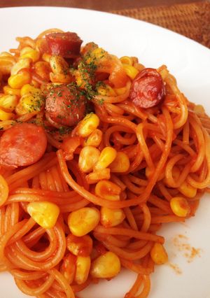 超簡単ランチ！レンチンパスタ ナポリタン-レシピのメイン写真