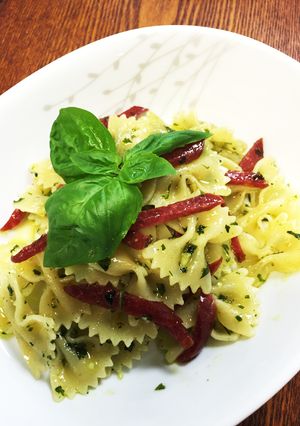 簡単！バジルソースのリボン型パスタ！-レシピのメイン写真