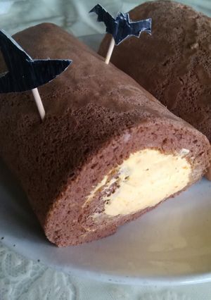 かぼちゃとココア☆ハロウィンロールケーキ-レシピのメイン写真