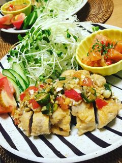 ゆで鶏アレンジ★野菜たっぷりダレの唐揚げ-レシピのメイン写真