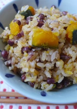 かぼちゃと小豆のホクホク炊き込みごはん-レシピのメイン写真