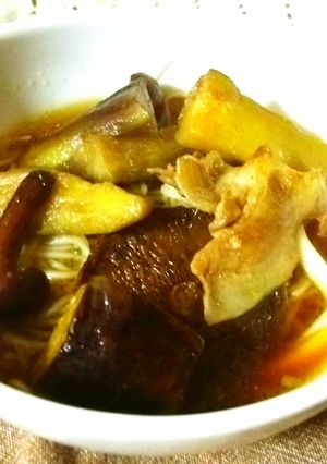出汁いらず★チタケと茄子と豚肉のうどん-レシピのメイン写真