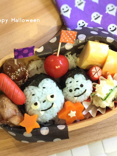 ハロウィン弁当★ドラキュラ親子♫キャラ弁-レシピのメイン写真