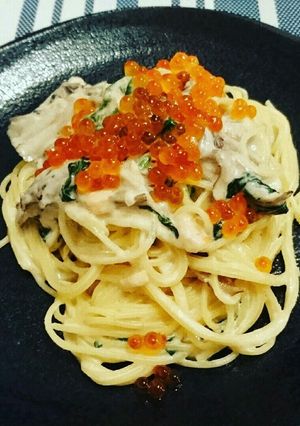 濃厚サーモンとまいたけのクリームパスタ-レシピのメイン写真