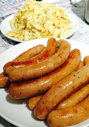 朝ご飯☆ウィンナーとキャベ玉-レシピのメイン写真