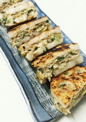 餃子のタネ！リメイク！れんこん挟み焼き-レシピのメイン写真
