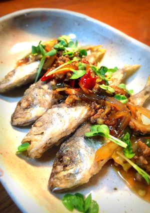 【20分】挽肉香酢餡と共に♡アジの唐揚げ-レシピのメイン写真