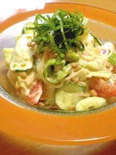 納豆サラダうどん-レシピのメイン写真