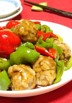 レンジだけで♪肉団子とピーマンの甘酢あん-レシピのメイン写真