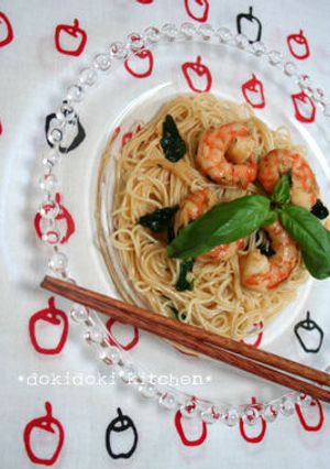 無国籍♡海老とバジルの油そうめん-レシピのメイン写真