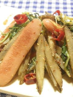 ごぼうと水菜のマスタード炒め-レシピのメイン写真